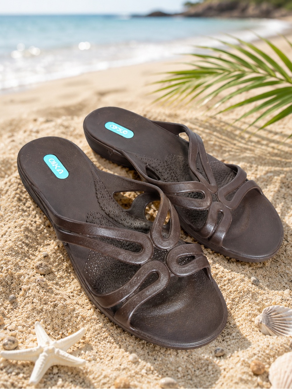 OKA b. Women's Brown Slide Slip on  Waterproof Sandals Size Large